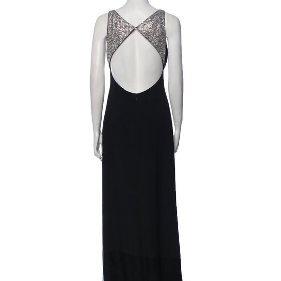 Badgley Mischka Black Gown with Silver Sequin Back-Made in USA-Size 6 - Picture 2 of 7